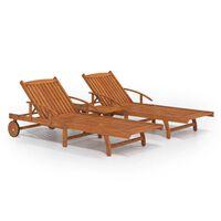 vidaXL 2-dijelni set ležaljki za sunčanje sa stolićem bagremovo drvo
