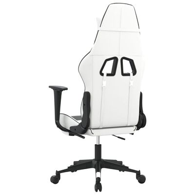 vidaXL Masažna igraća stolica s osloncem bijelo-crna od umjetne kože