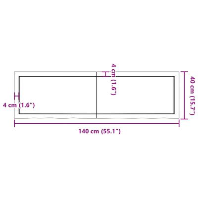 vidaXL Kupaonska radna ploča 140x40x(2-4) cm netretirano masivno drvo