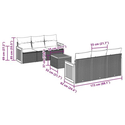 vidaXL 7-dijelni set vrtnih sofa od poliratana s jastucima bež