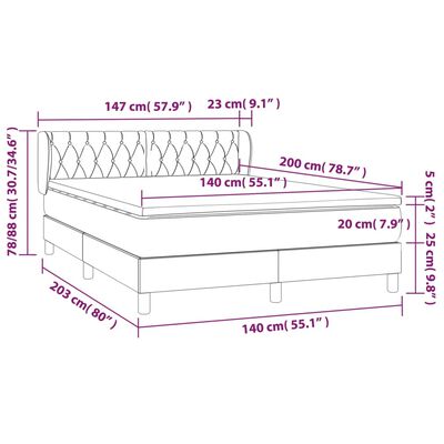 vidaXL Okvir kreveta s oprugama i madrac svjetlosivi 140x200cm tkanina