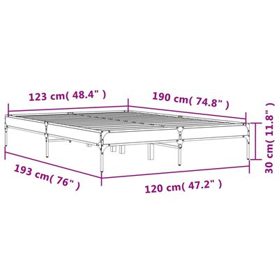 vidaXL Okvir za krevet boja hrasta 120x190cm konstruirano drvo i metal