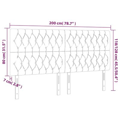 vidaXL LED uzglavlje svjetlosivo 200x7x118/128 cm baršunasto