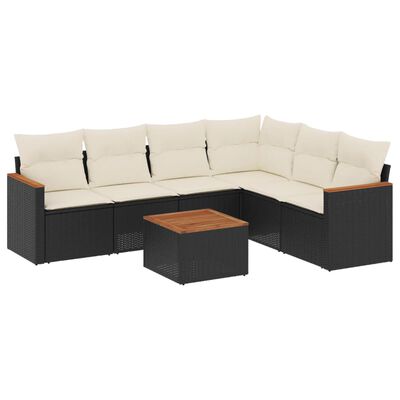 vidaXL 7-dijelni set vrtnih sofa od poliratana s jastucima crni