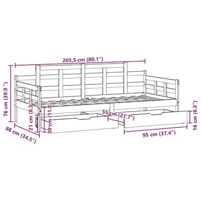 vidaXL Dnevni krevet s ladicama bez madraca 80x200 cm masivno drvo