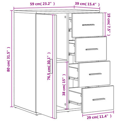 vidaXL Komoda bijela 59 x 39 x 80 cm od konstruiranog drva