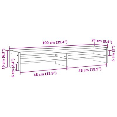 vidaXL Stalak za monitor smeđa boja hrasta 100x24x16 cm drveni