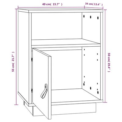 vidaXL Noćni ormarići 2 kom boja meda 40x34x55 cm od masivne borovine