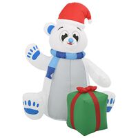 vidaXL Božićni polarni medvjed na napuhavanje LED 2,4 m