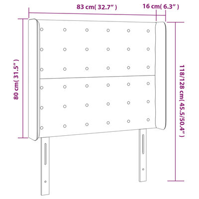 vidaXL LED uzglavlje tamnosivo 83x16x118/128 cm baršunasto