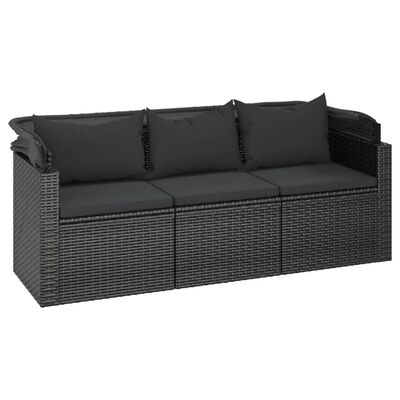 vidaXL 4-dijelni set vrtnih sofa od poliratana s jastucima crni