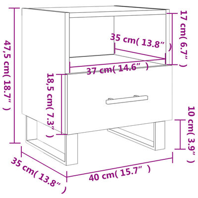 vidaXL Noćni ormarići 2 kom bijeli 40x35x47,5 cm od konstruiranog drva