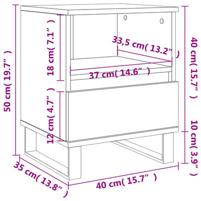 vidaXL Noćni ormarići 2 kom bijeli 40 x 35 x 50 cm konstruirano drvo