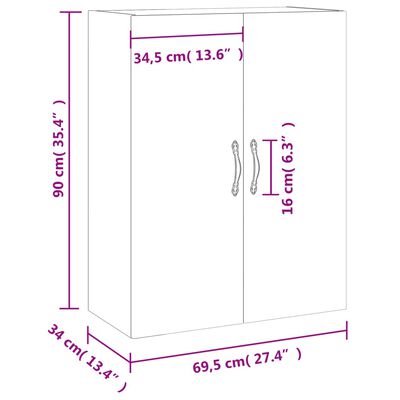 vidaXL Zidni ormarić boja smeđeg hrasta 69,5 x 34 x 90 cm