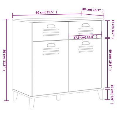 vidaXL Komoda VIKEN bijela 80 x 40 x 80 cm od konstruiranog drva