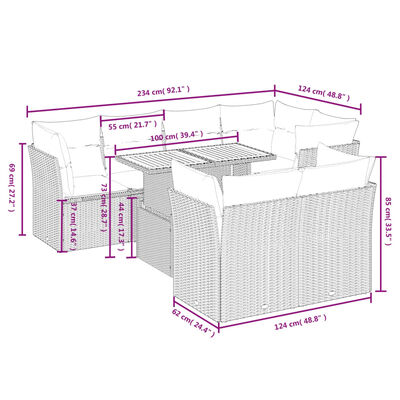 vidaXL 8-dijelni set vrtnih sofa od poliratana s jastucima crni