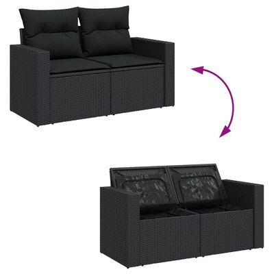 vidaXL 14-dijelni set vrtnih sofa s jastucima poliratan crni