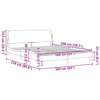 vidaXL Okvir kreveta s uzglavljem bijelo-crni 160x200 cm umjetna koža