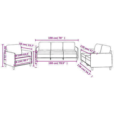 vidaXL 3-dijelni set sofa s jastucima tamnosivi od tkanine