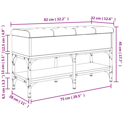 vidaXL Klupa za cipele boja hrasta 82x32x45 cm konstruirano drvo