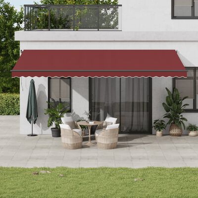 vidaXL Tenda na ručno uvlačenje bordo 600 x 350 cm