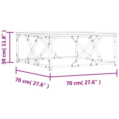 vidaXL Stolić za kavu boja sivog hrasta 70x70x30 cm konstruirano drvo