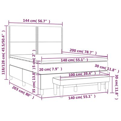 vidaXL Krevet s oprugama i madracem crni 140x200 cm od tkanine