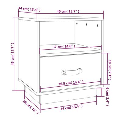 vidaXL Noćni ormarići 2 kom crna 40 x 34 x 45 cm od masivne borovine