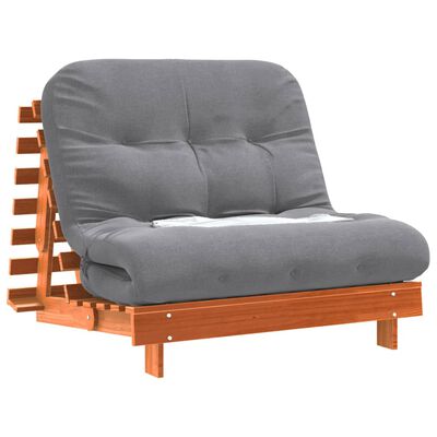 vidaXL Futon na razvlačenje s madracem smeđi 100x206x11 cm borovina