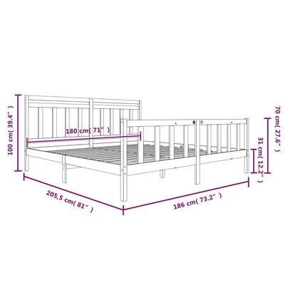 vidaXL Okvir za krevet od masivnog drva 180x200 cm veliki bračni