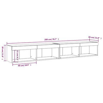 vidaXL TV ormarići s LED svjetlima 2 kom bijeli 100x30x30 cm