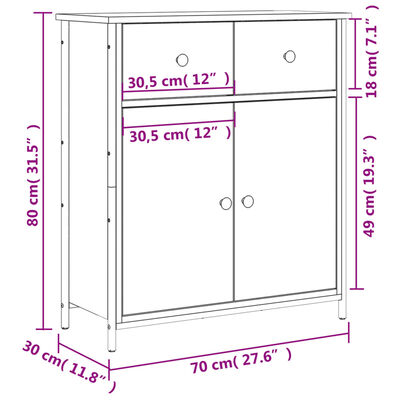 vidaXL Komoda boja dimljenog hrasta 70 x 30 x 80 cm konstruirano drvo