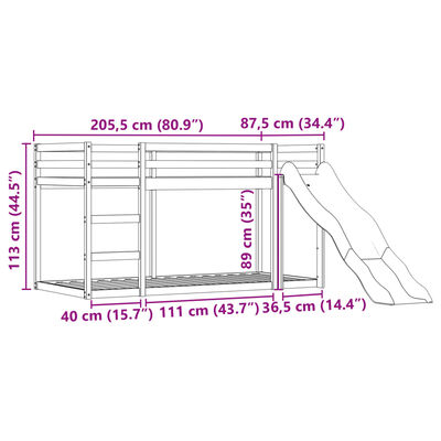 vidaXL Krevet na kat s toboganom i zavjesama ružičasti 80 x 200 cm