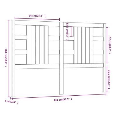 vidaXL Uzglavlje za krevet bijelo 141 x 4 x 100 cm od masivne borovine