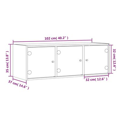 vidaXL Zidni ormarić sa staklenim vratima boja hrasta 102 x 37 x 35 cm