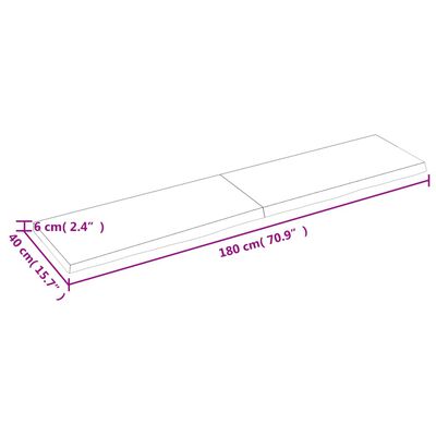 vidaXL Stolna ploča 180x40x(2-6) cm od netretirane masivne hrastovine