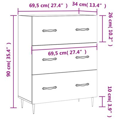 vidaXL Komoda boja hrasta sonome 69,5x34x90 cm od konstruiranog drva