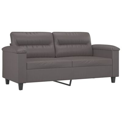 vidaXL 3-dijelni set sofa s jastucima sivi od umjetne kože