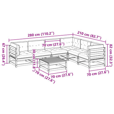 vidaXL 7-dijelni set vrtnih sofa s jastucima masivno drvo duglazije