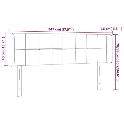 vidaXL LED uzglavlje crno 147x16x78/88 cm baršunasto