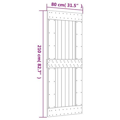 vidaXL Klizna vrata s priborom za montažu 80 x 210 cm masivna borovina