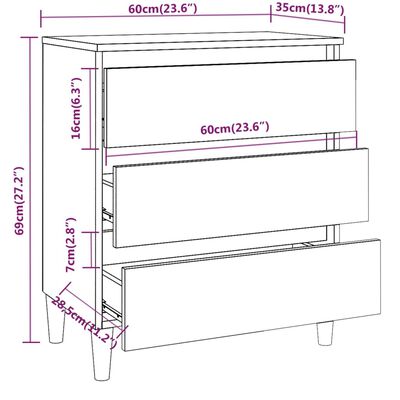 vidaXL Komoda boja smeđeg hrasta 60 x 35 x 69 cm konstruirano drvo