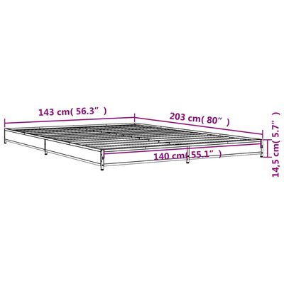 vidaXL Okvir kreveta smeđi hrast 140x200cm konstruirano drvo i metal