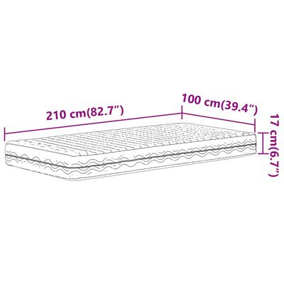 vidaXL Madrac od pjene bijeli 100x210 cm tvrdoća H2 H3