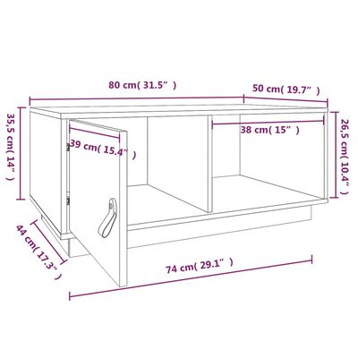 vidaXL Stolić za kavu 80 x 50 x 35,5 cm od masivne borovine