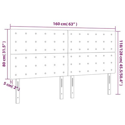 vidaXL Uzglavlja 4 kom svjetlosivi 80x5x78/88 cm od tkanine