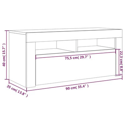 vidaXL TV ormarić s LED svjetlima boja sivog hrasta sonome 90x35x40 cm