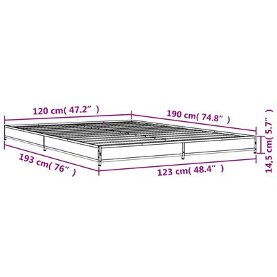 vidaXL Okvir za krevet boja hrasta 120x190cm konstruirano drvo i metal