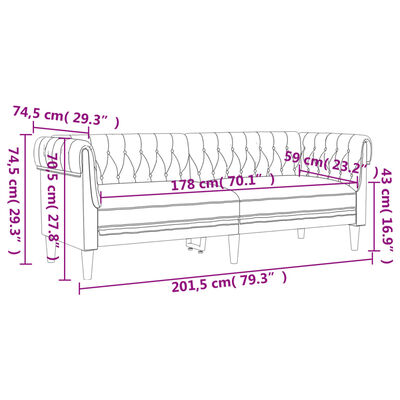 vidaXL 3-dijelni set sofa tamnosivi od tkanine