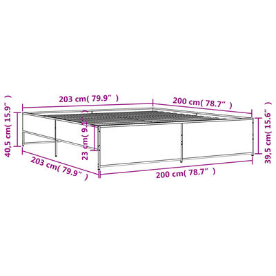 vidaXL Okvir za krevet boja hrasta 200x200cm konstruirano drvo i metal